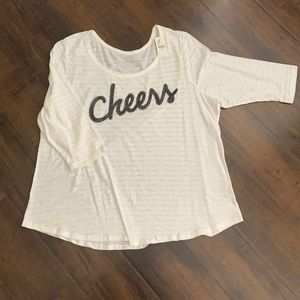 NWT Lane Bryant Cheers 3/4 length sleeves shirt